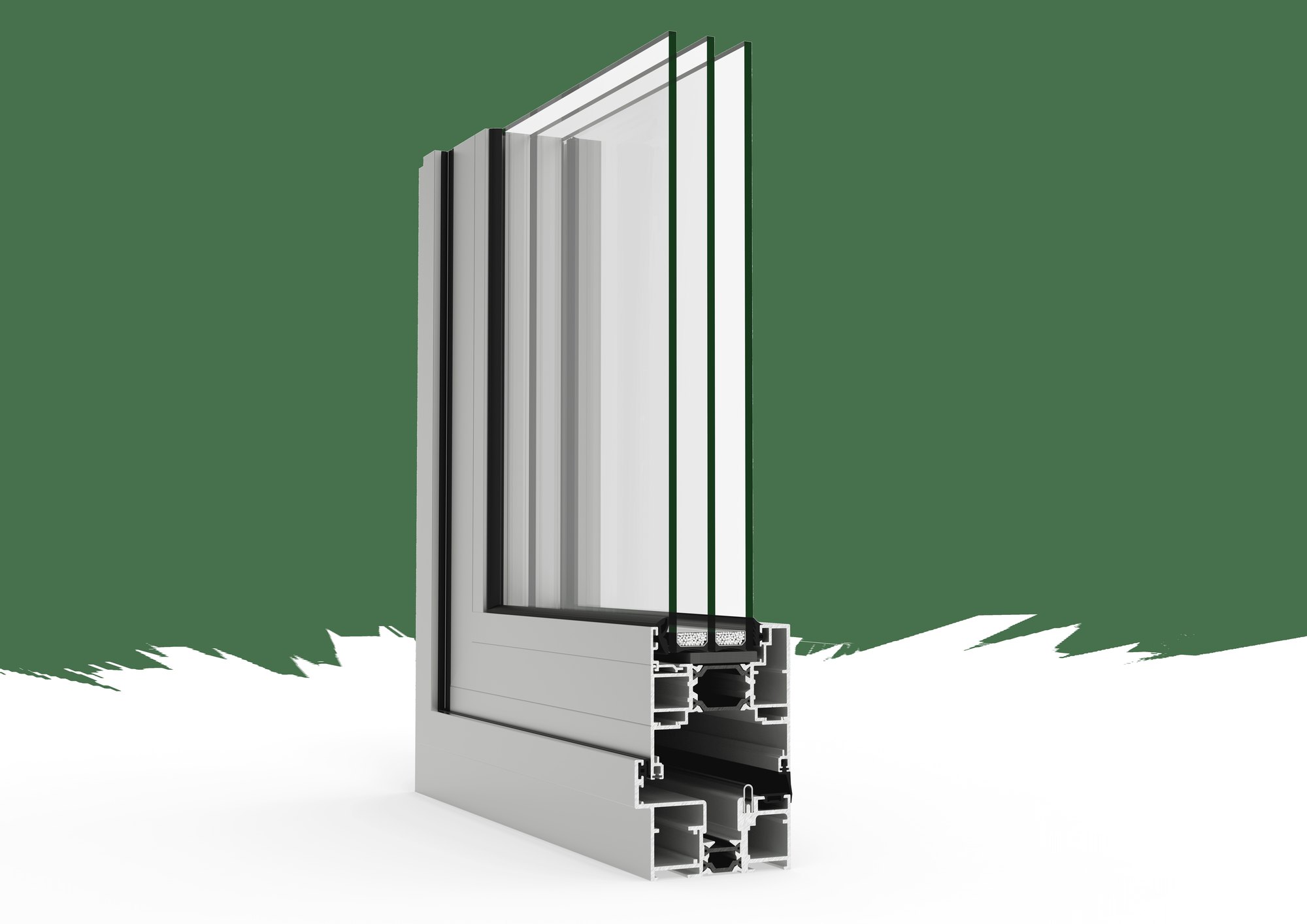 Cross-section through a Cortizo folding door profile showing the thermal break